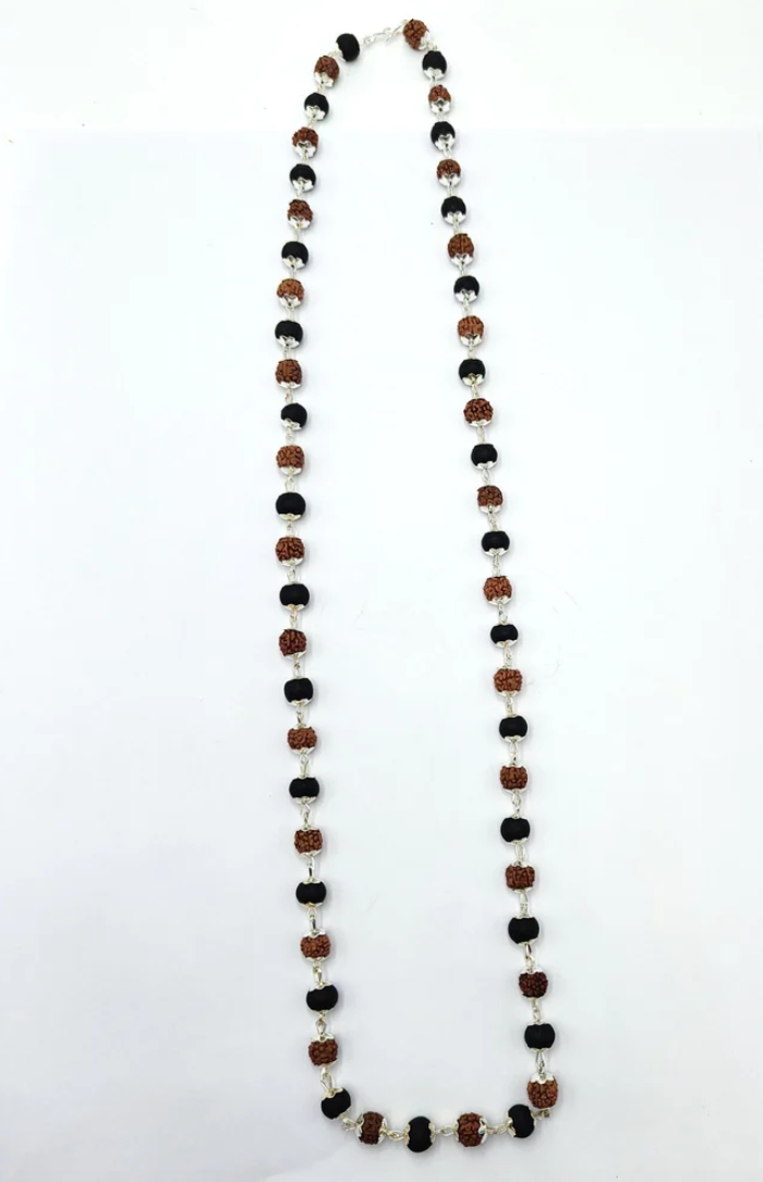 Karungli & rudraksha mala with silver capping