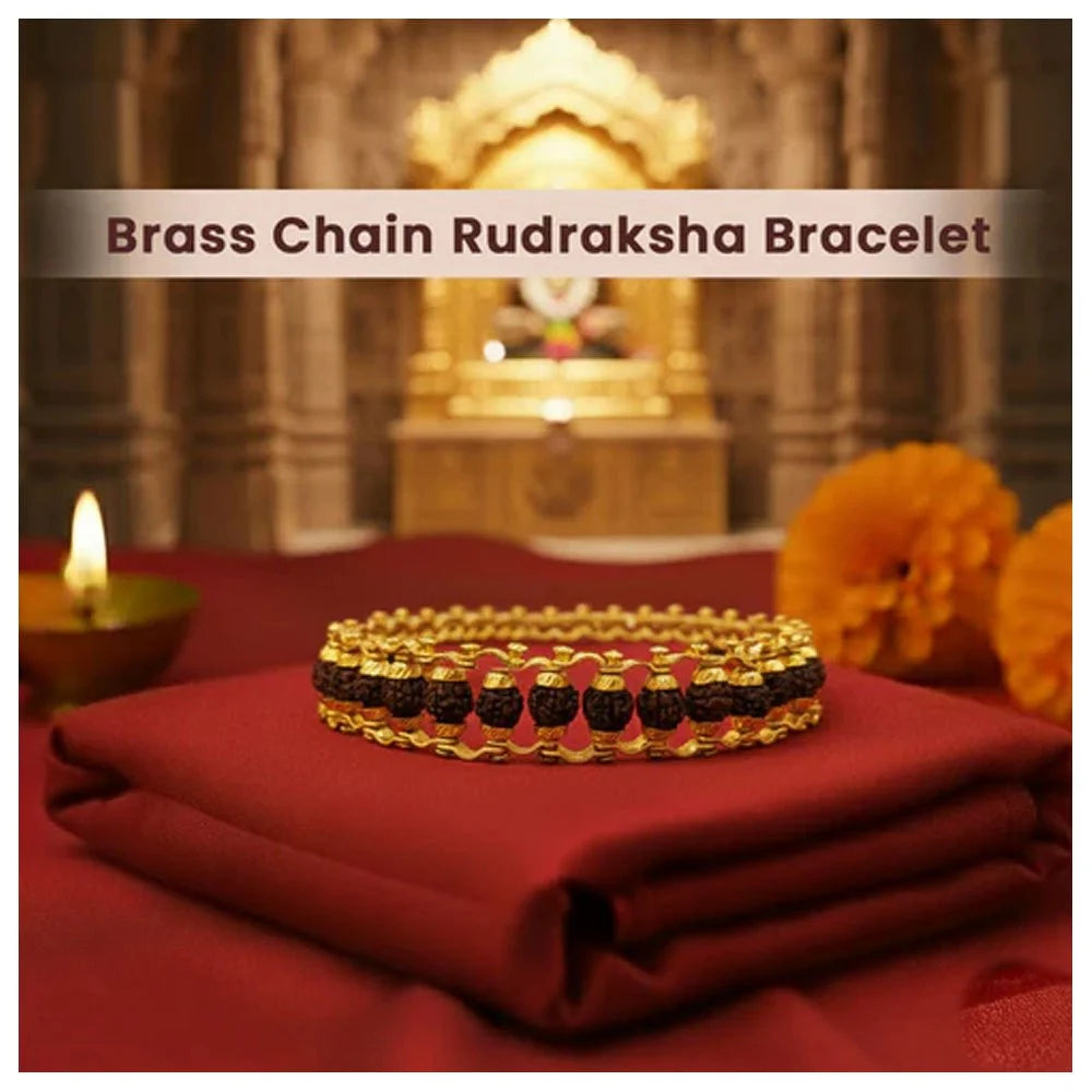 Brass Chain Rudraksha Bracelet
