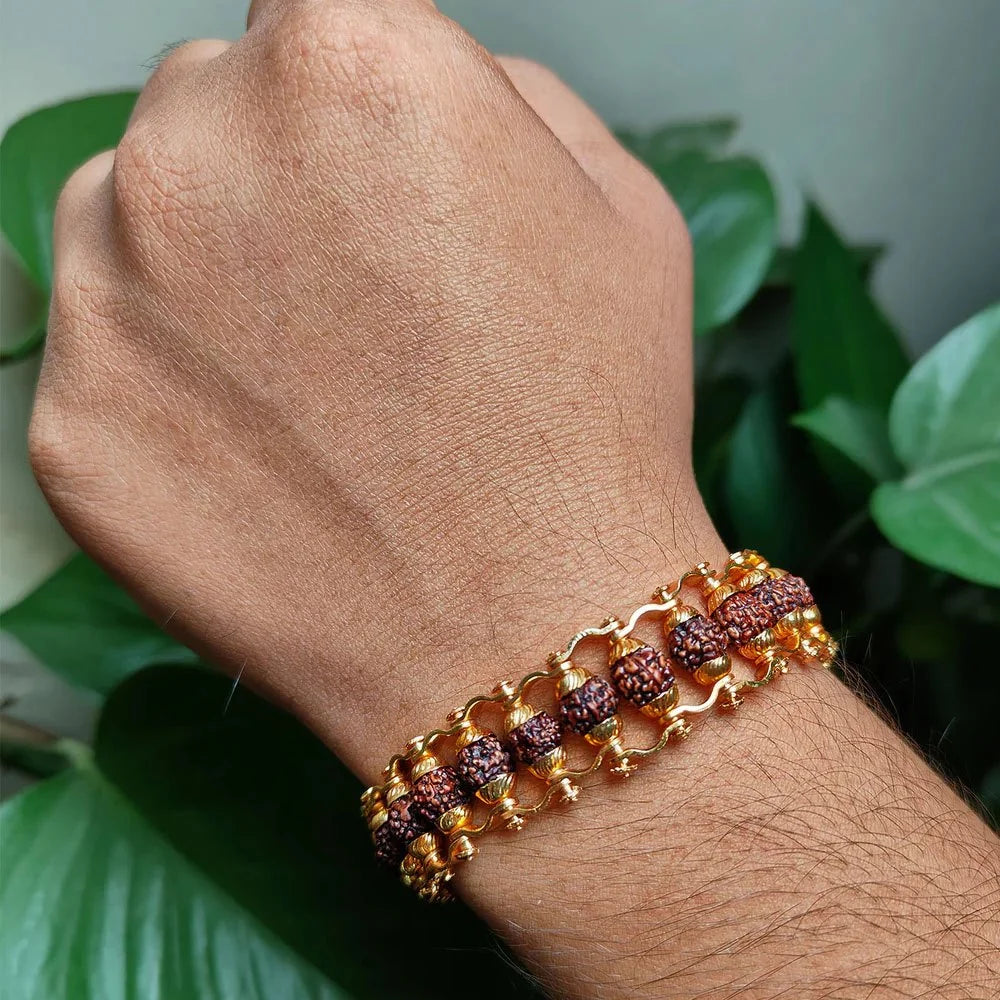 Brass Chain Rudraksha Bracelet
