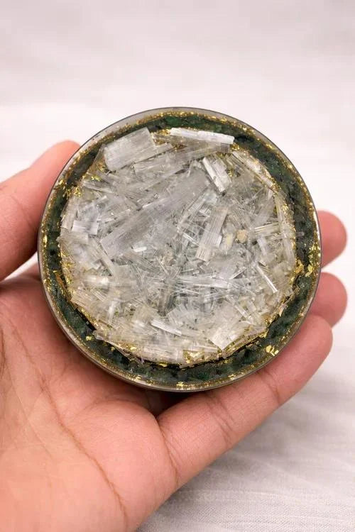 Conical Dhan Yog Pyramid With Selenite Base