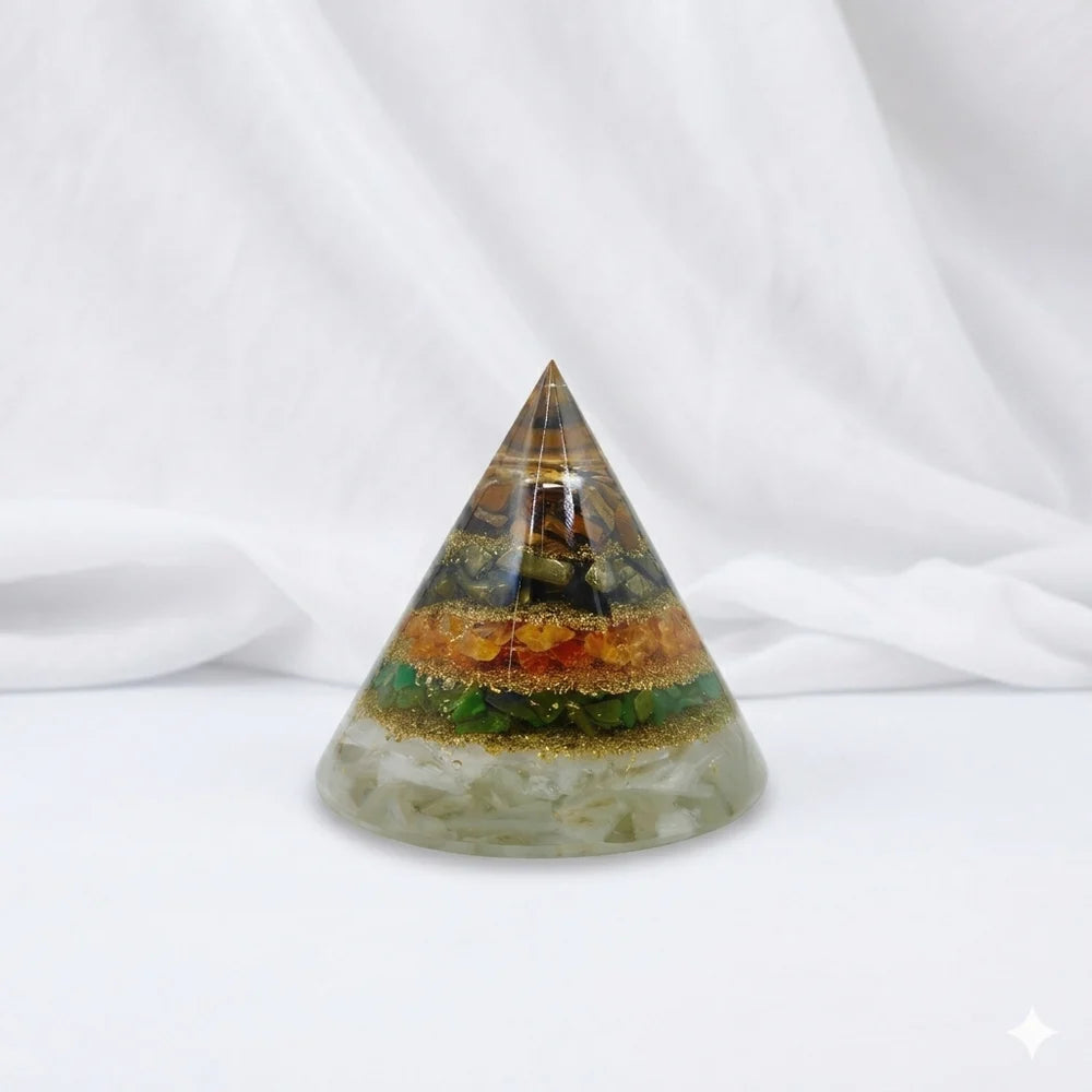 Conical Dhan Yog Pyramid With Selenite Base