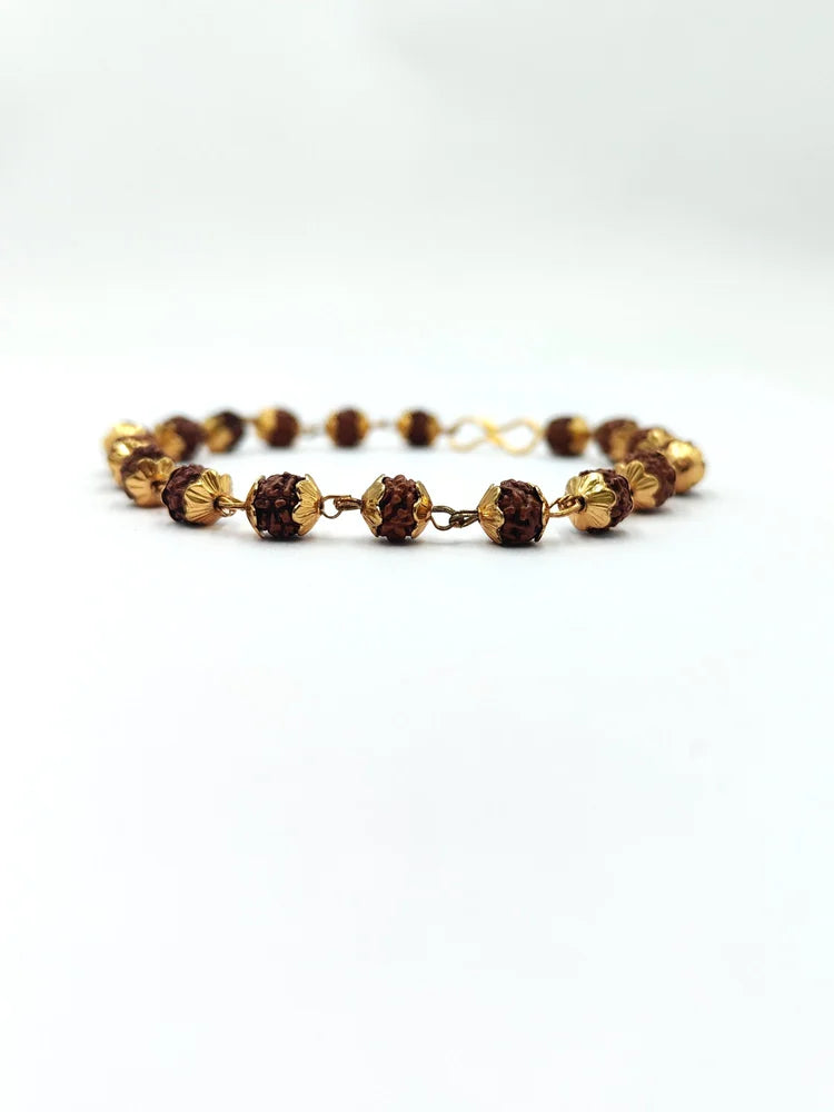 Rudraksha with golden cap bracelet