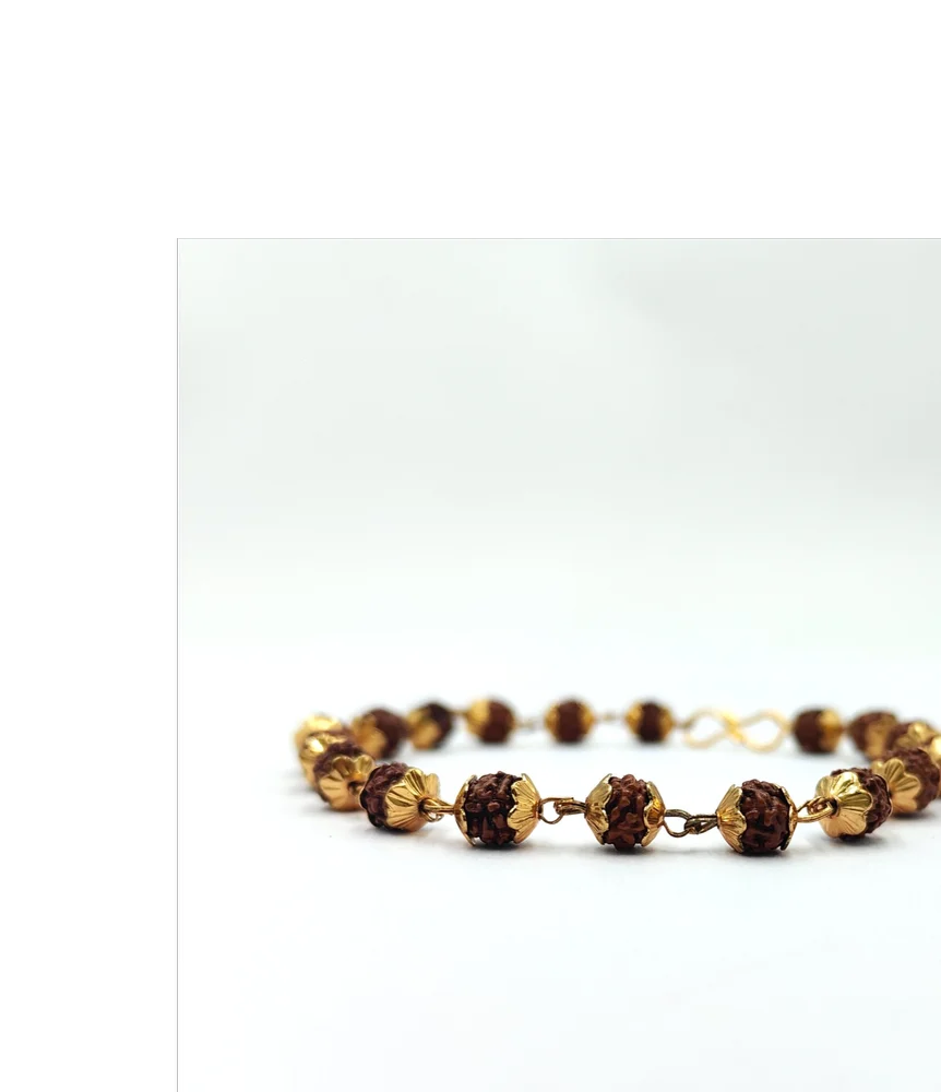 Rudraksha with golden cap bracelet