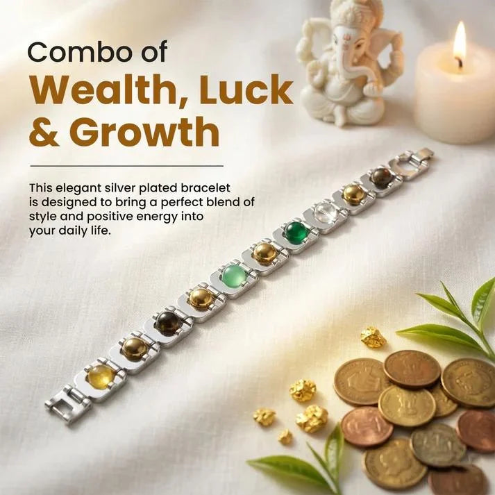 Metal Dhanyog Bracelet + Karungali mala with trishul