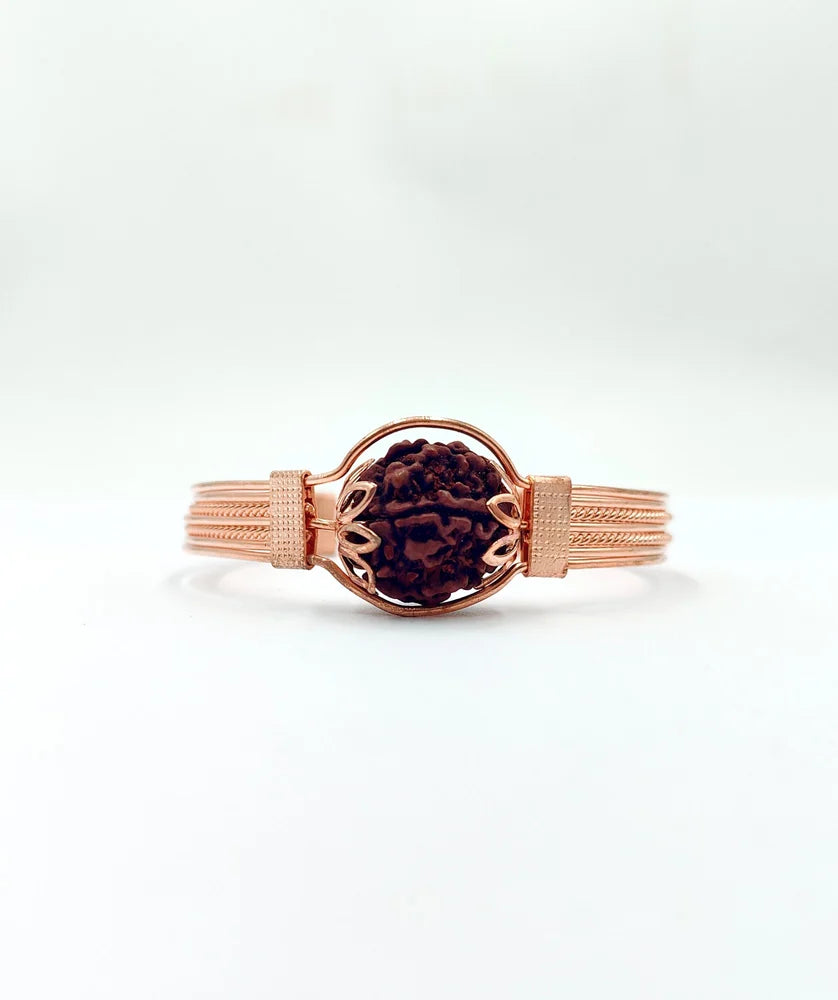 Panchmukhi Rudraksha Brass Bracelet
