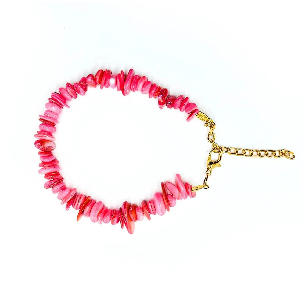 Pink Mother of Pearl Chips Bracelet