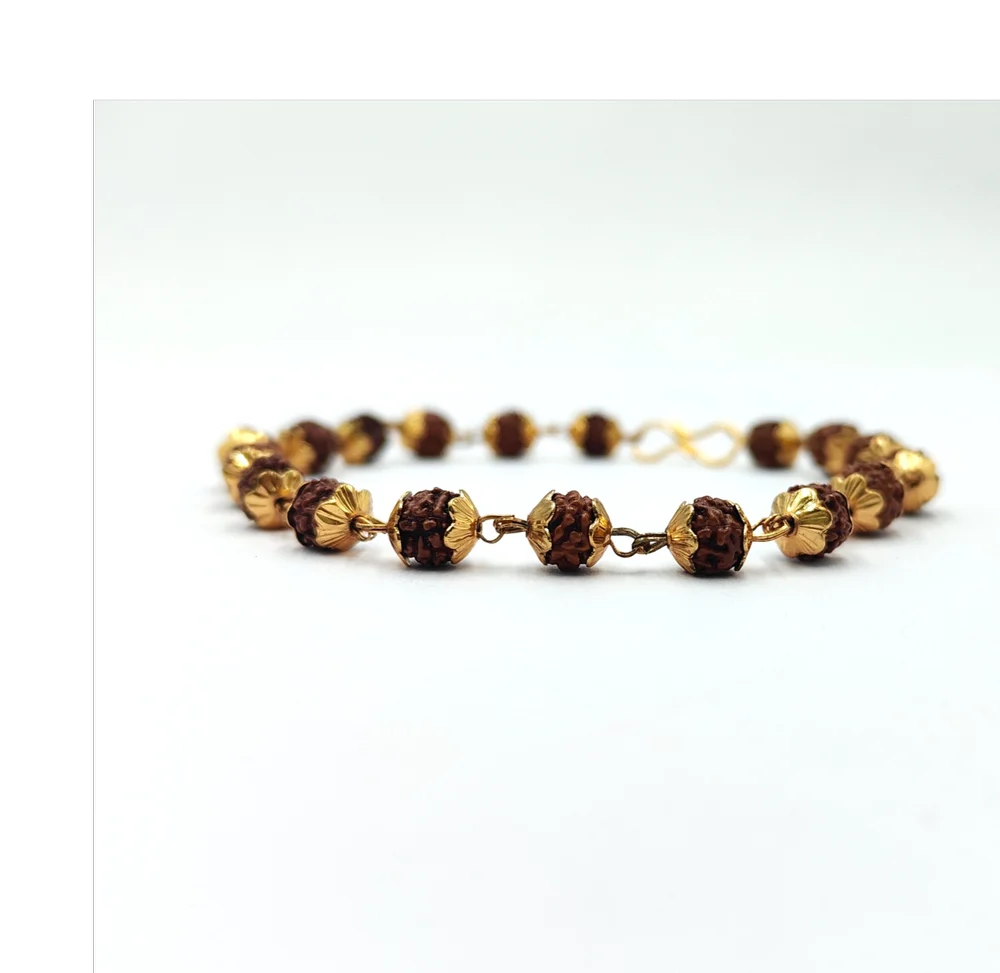 Rudraksha with golden cap bracelet