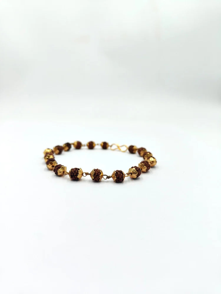 Rudraksha with golden cap bracelet