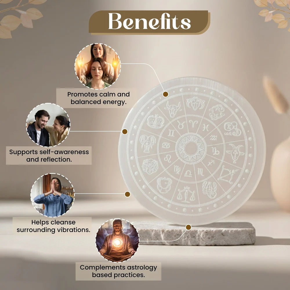 zodiac selenite plate