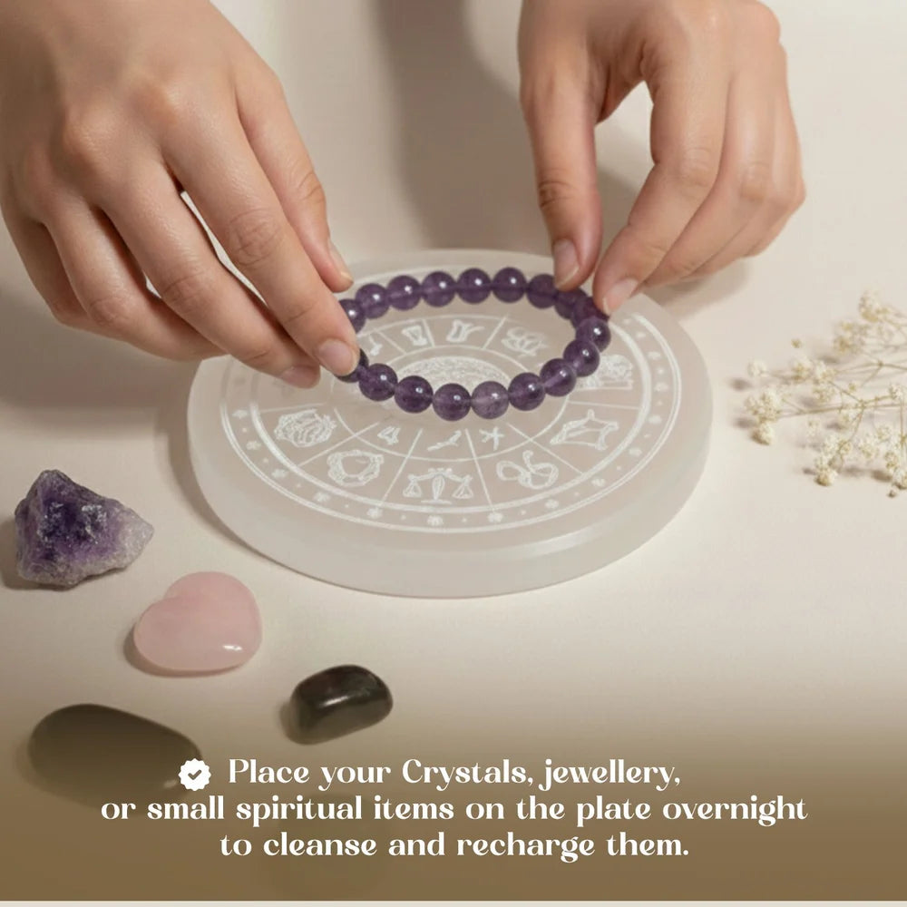 zodiac selenite plate