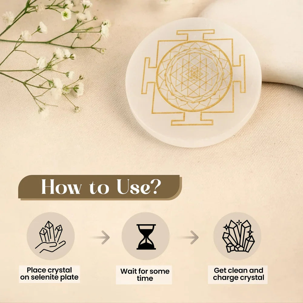 Shree yantra selenite plate