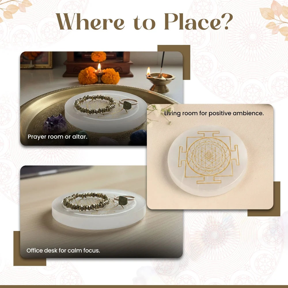 Shree yantra selenite plate