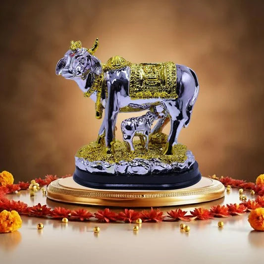 Silver Kamdhenu Cow Statue